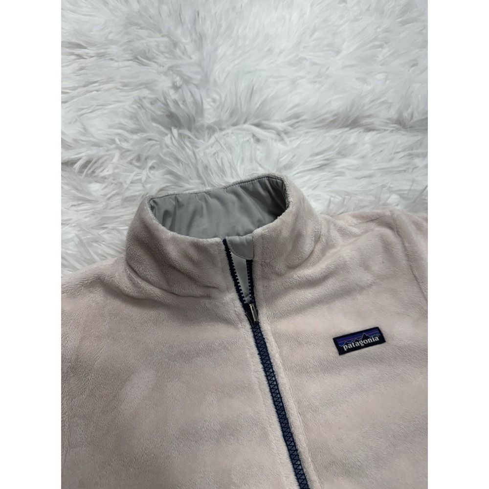 PATAGONIA Reversible Jacket Women's Small ? Pink Soft Fleece Gray Quilted Winter